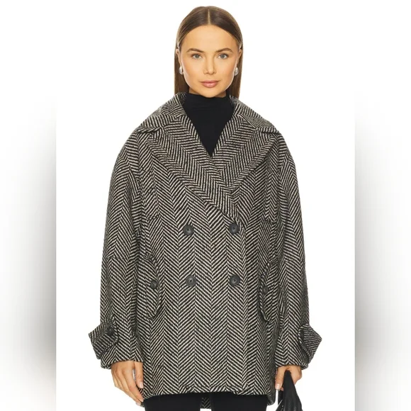 NWT Free People Ari Herringbone Peacoat - Picture 2 of 12